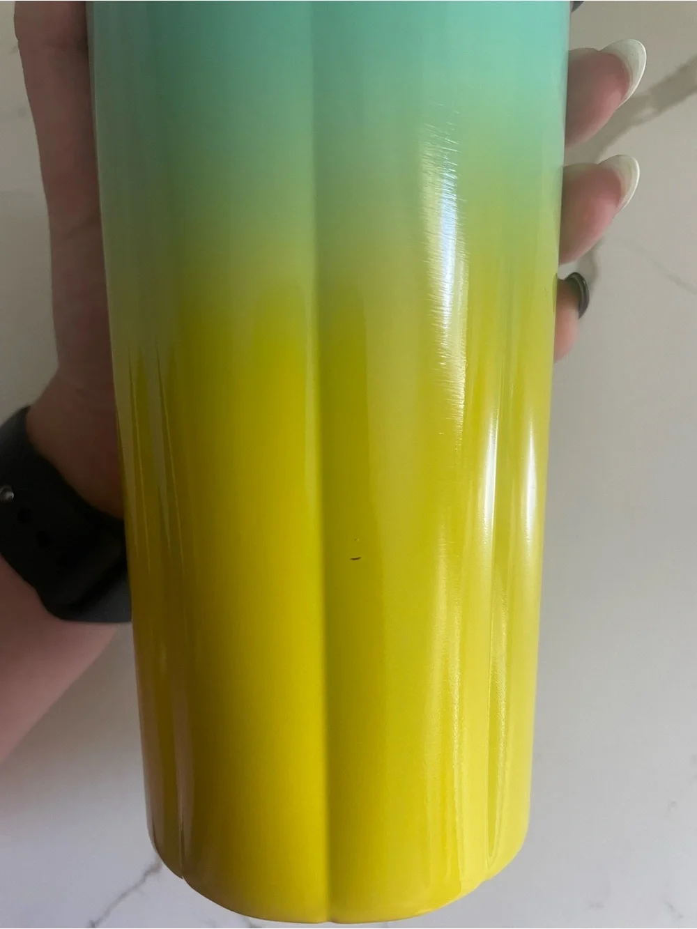 Starbucks Summer 2021 Teal Yellow Ombré Stainless Steel Tumbler cup Venti 24oz